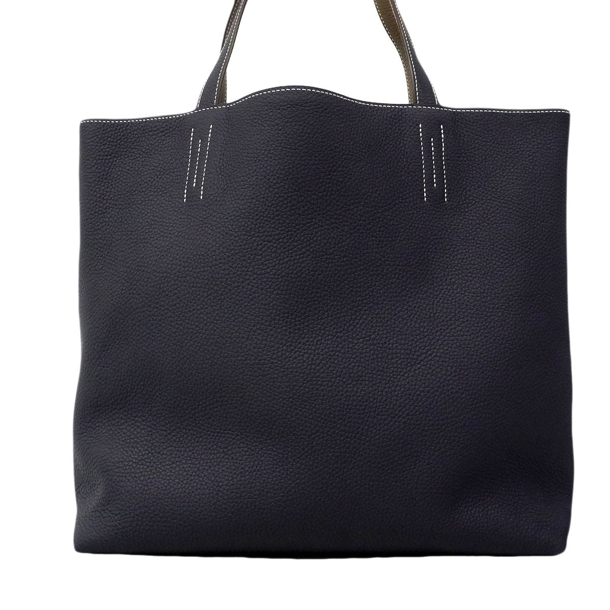 Hermes Tote Double Sens Taurillon Clemence Etoupe Blue Nuit — view 7