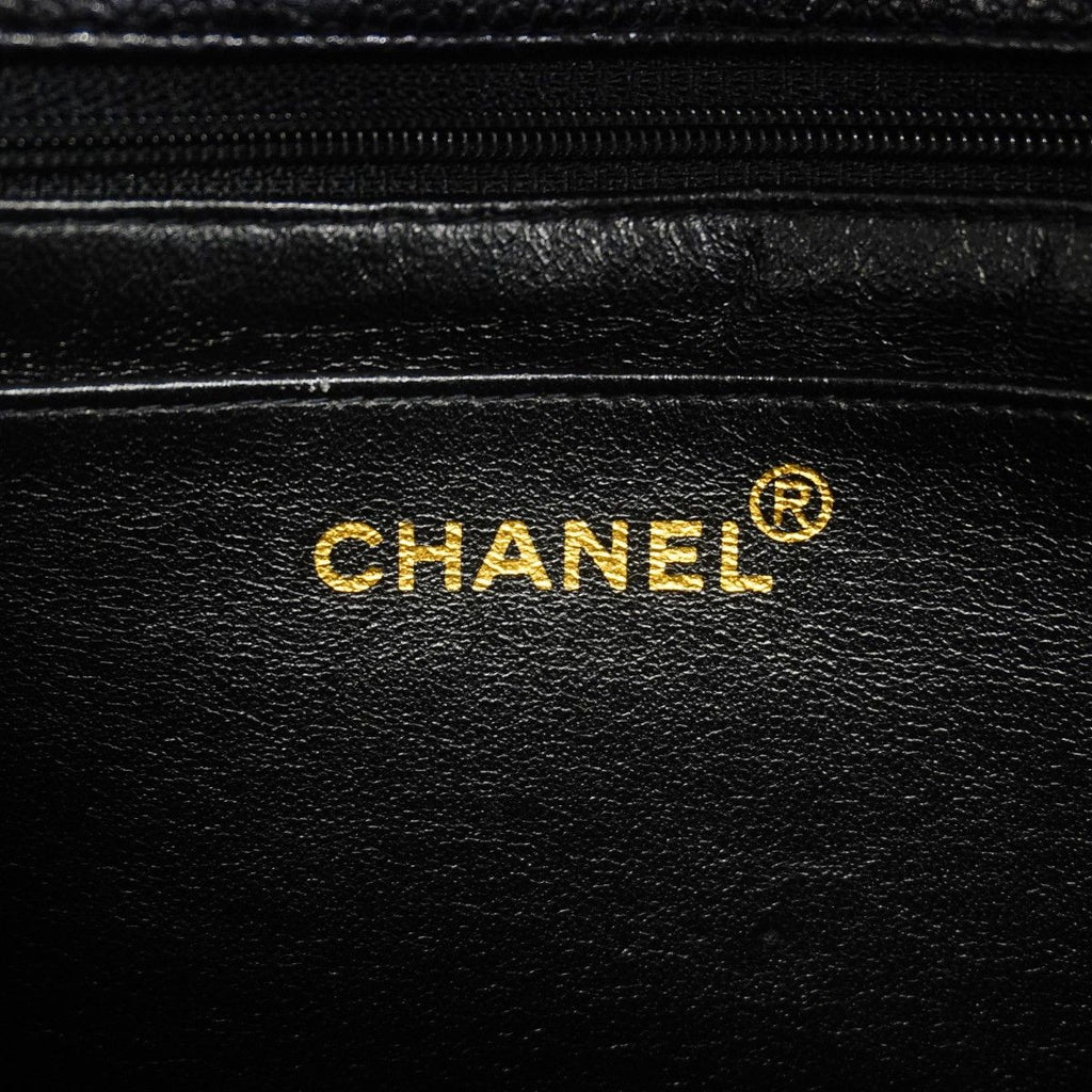 Chanel Shoulder Bag Quilted Caviar Leather Black Gold — view 5