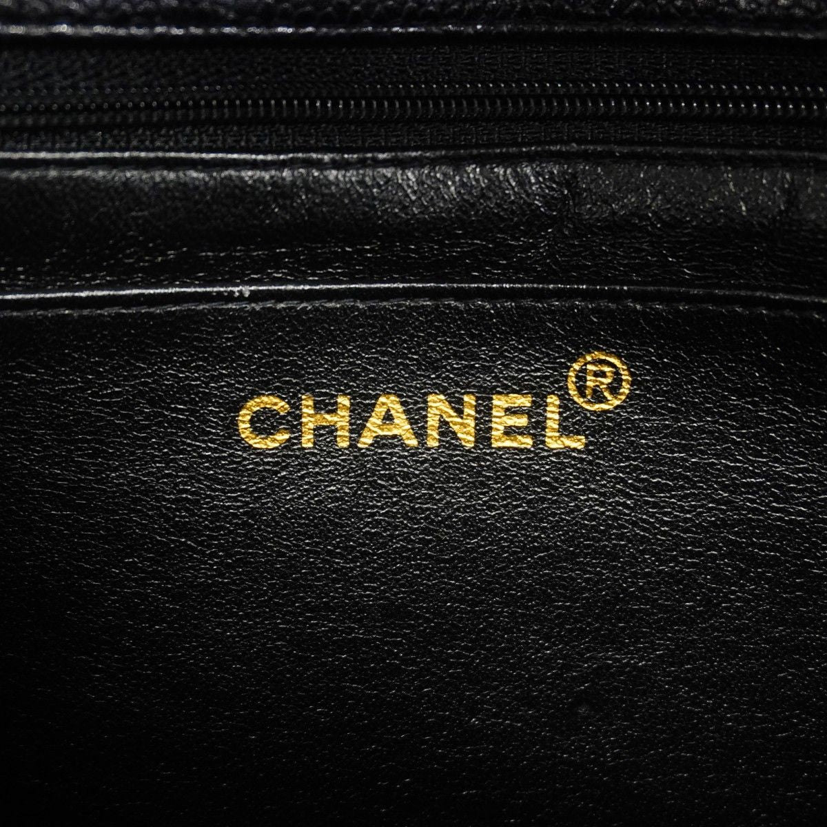 Chanel Shoulder Bag Quilted Caviar Leather Black Gold — view 5