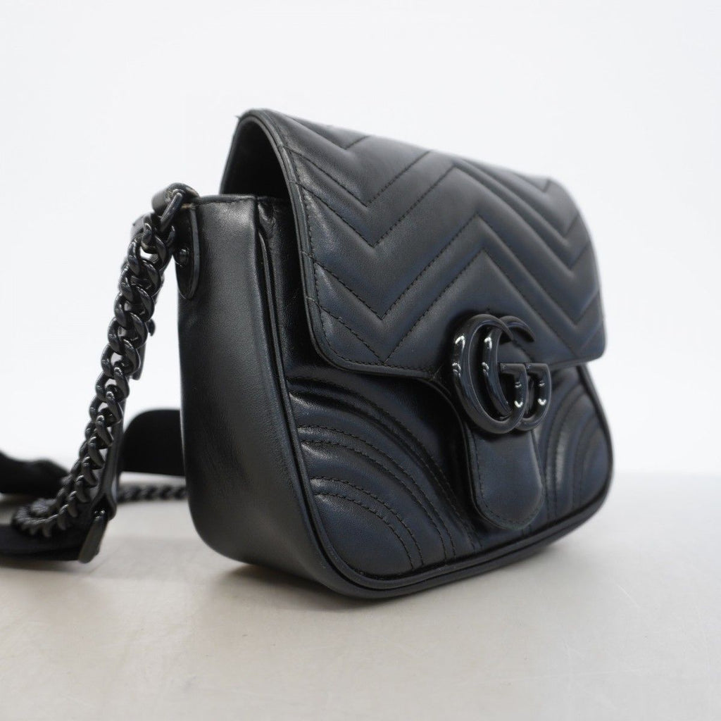Gucci Handbag GG Marmont Leather Black Silver 2-Way — view 2