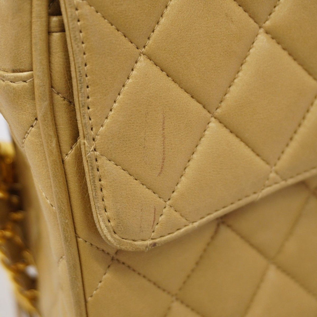 Chanel Shoulder Bag Quilted Brilliant Lambskin Beige Gold — view 8