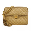 Chanel Shoulder Bag Quilted Brilliant Lambskin Beige Gold