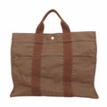 Hermes Tote Her Line MM Canvas Brown Silver