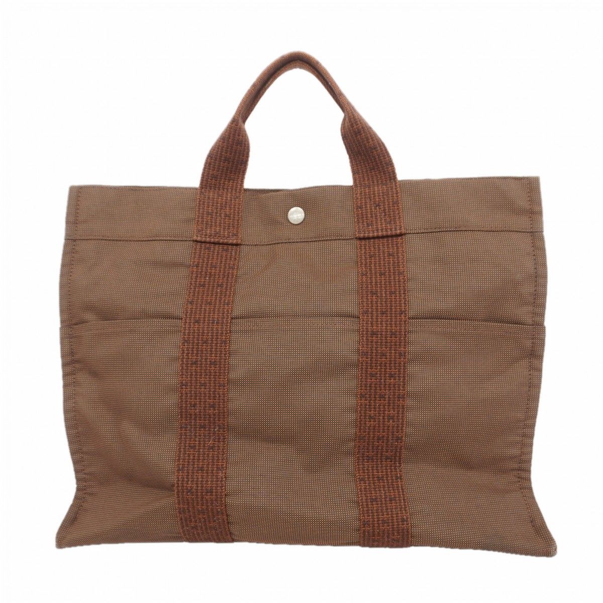 Hermes Tote Her Line MM Canvas Brown Silver