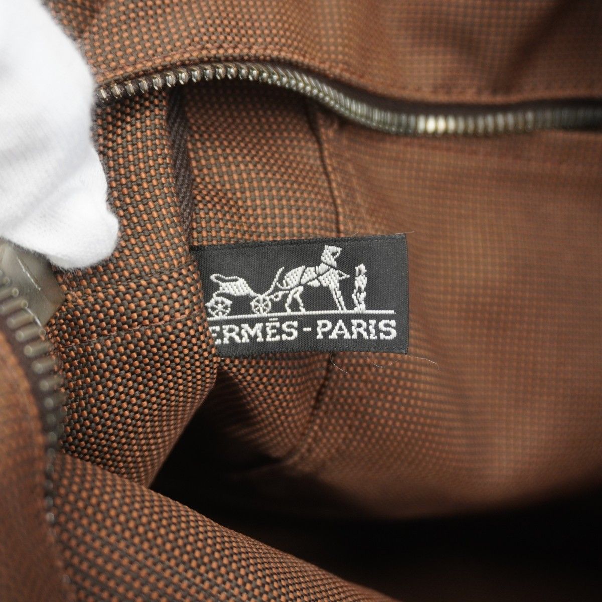 Hermes Tote Her Line MM Canvas Brown Silver — view 5