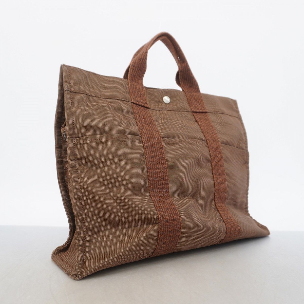 Hermes Tote Her Line MM Canvas Brown Silver — view 2