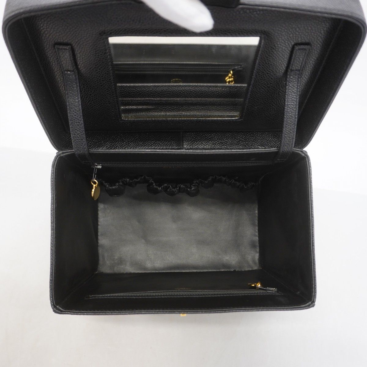 Chanel Vanity Bag Caviar Leather Black Gold 2-Way — view 4