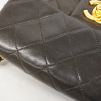 Chanel Shoulder Bag Quilted Lambskin Black Gold — view 7
