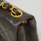 Chanel Shoulder Bag Quilted Lambskin Black Gold — view 8