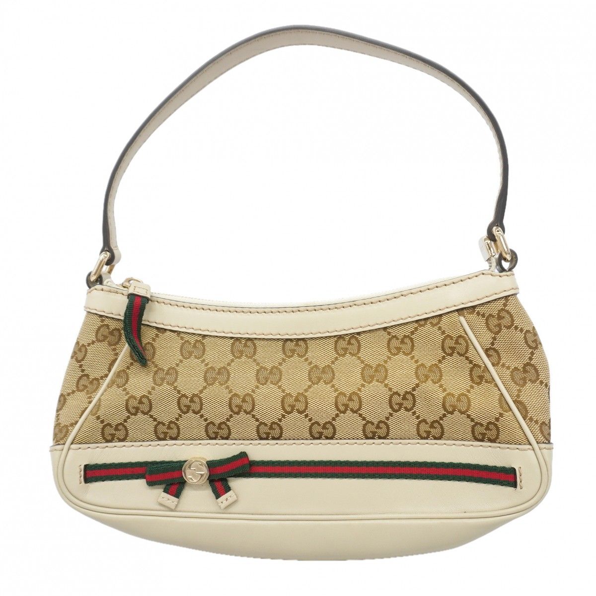 Gucci Handbag GG Canvas Sherry Line Beige Silver