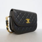 Chanel Shoulder Bag Quilted Lambskin Black Gold — view 2