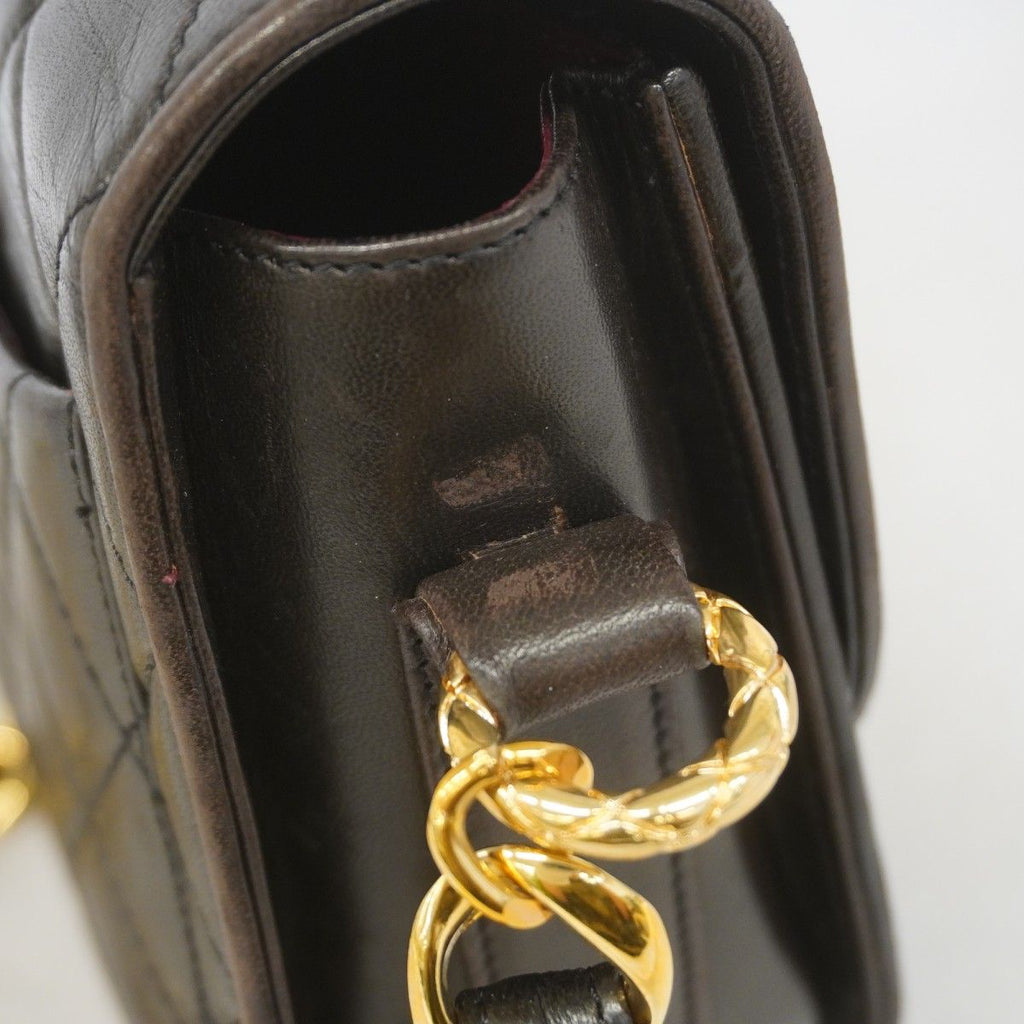 Chanel Shoulder Bag Quilted Lambskin Black Gold — view 7