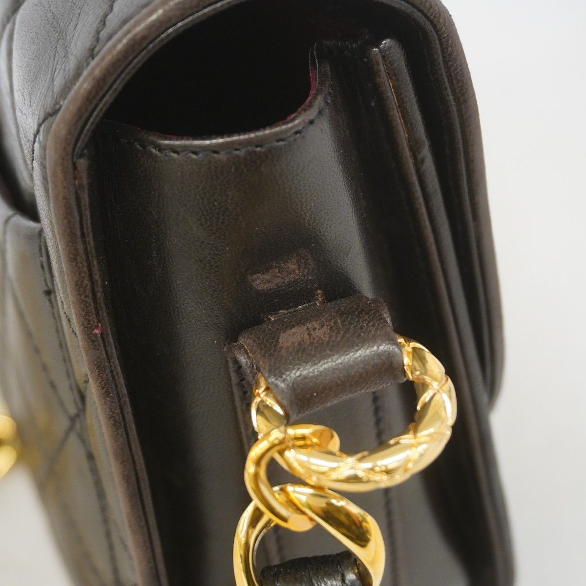 Chanel Shoulder Bag Quilted Lambskin Black Gold — view 7