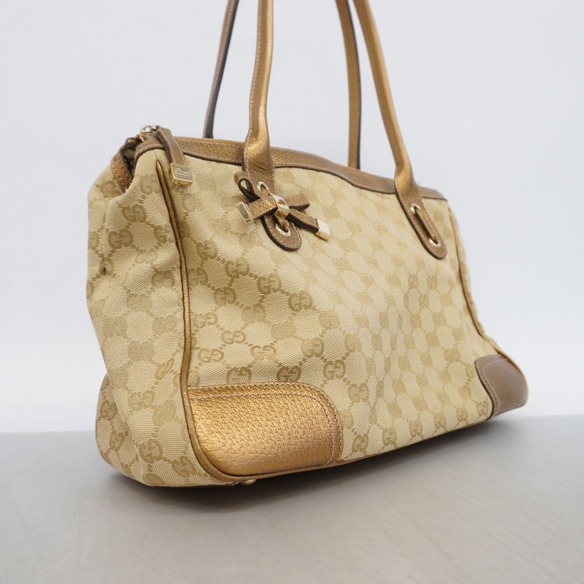 Gucci Tote GG Canvas Prince Light Brown Gold Champagne — view 2
