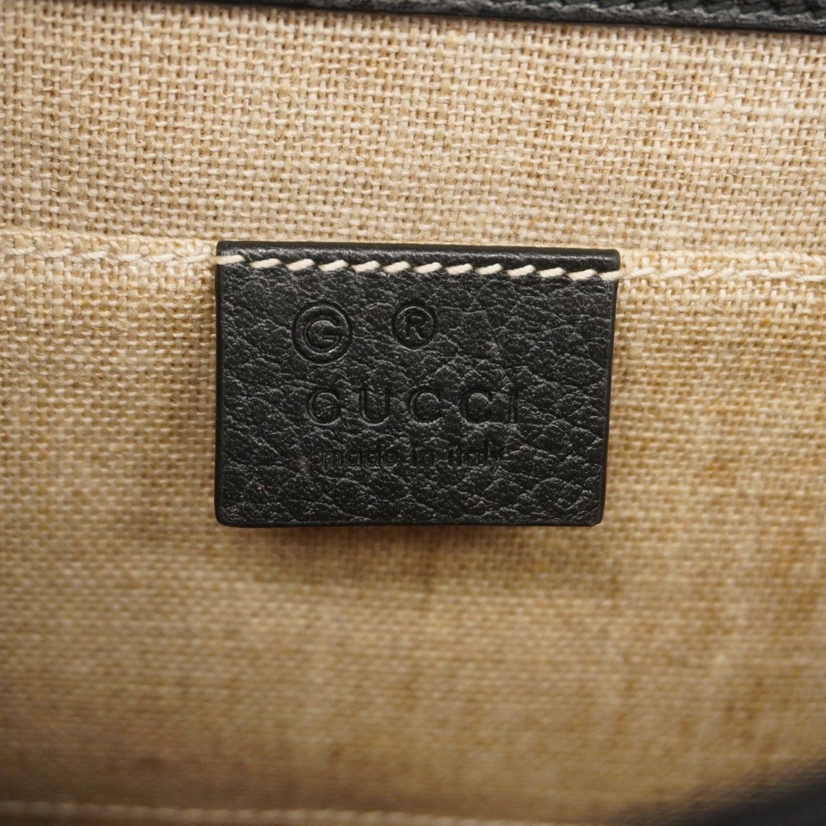 Gucci Shoulder Bag Interlocking Leather Black Champagne Gold — view 5