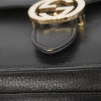 Gucci Shoulder Bag Interlocking Leather Black Champagne Gold — view 7