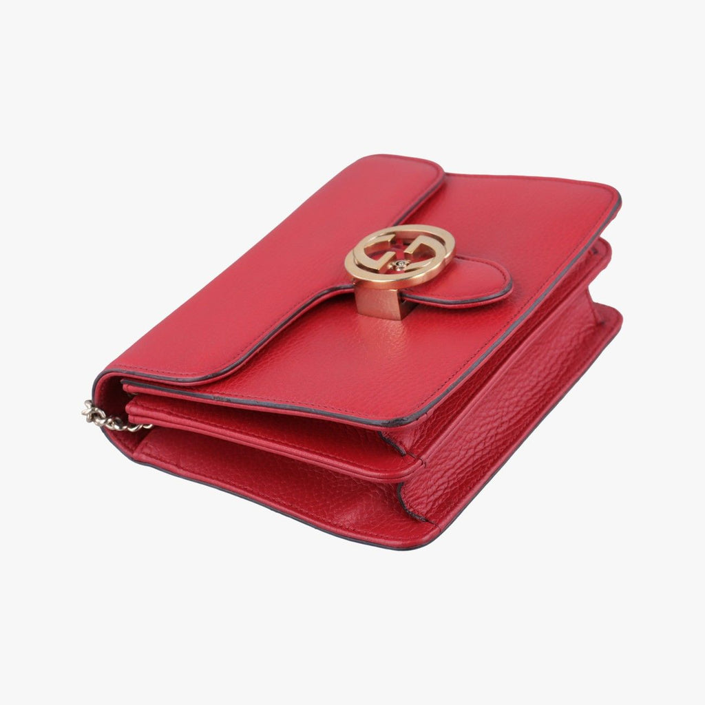 Gucci Interlocking Red Leather Shoulder — view 5