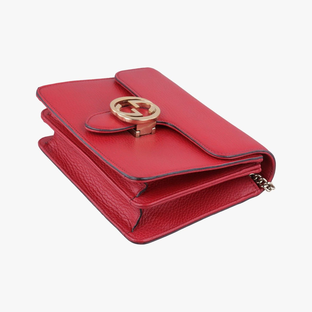 Gucci Interlocking Red Leather Shoulder — view 4