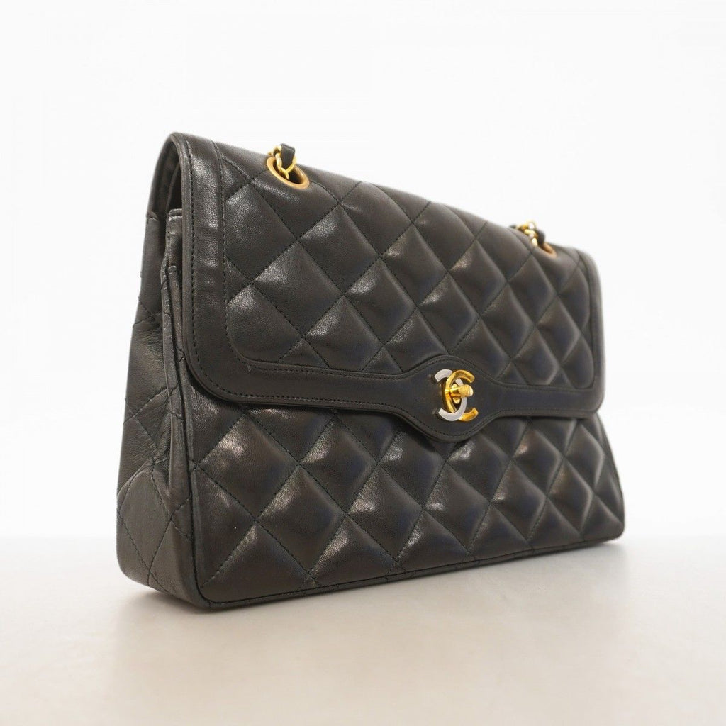 Chanel Shoulder Bag Quilted Limited Edition Lambskin Black Gold Silver — view 2
