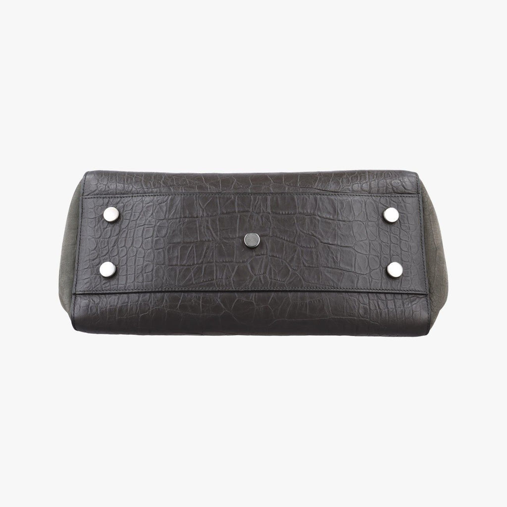 Saint Laurent Cava Rive Gauche Dark Gray Croco Embossed Leather Shoulder — view 3