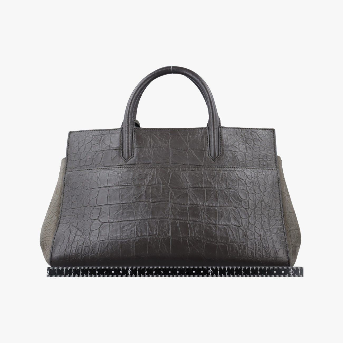 Saint Laurent Cava Rive Gauche Dark Gray Croco Embossed Leather Shoulder — view 2