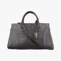 Saint Laurent Cava Rive Gauche Dark Gray Croco Embossed Leather Shoulder