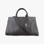 Saint Laurent Cava Rive Gauche Dark Gray Croco Embossed Leather Shoulder