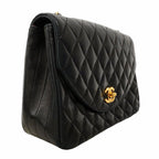 Chanel Shoulder Bag Quilted Lambskin Black Gold — view 2