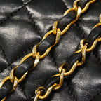 Chanel Shoulder Bag Quilted Lambskin Black Gold — view 7