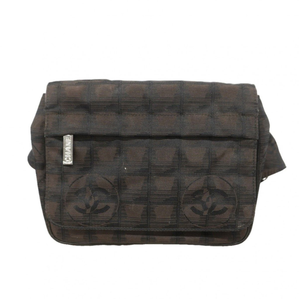 Chanel Waist Bag New Travel Nylon Brown Black Silver