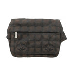 Chanel Waist Bag New Travel Nylon Brown Black Silver