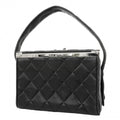 Chanel Handbag Quilted Lambskin Black Silver