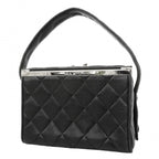 Chanel Handbag Quilted Lambskin Black Silver