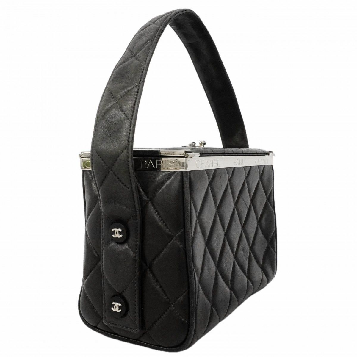 Chanel Handbag Quilted Lambskin Black Silver — view 2