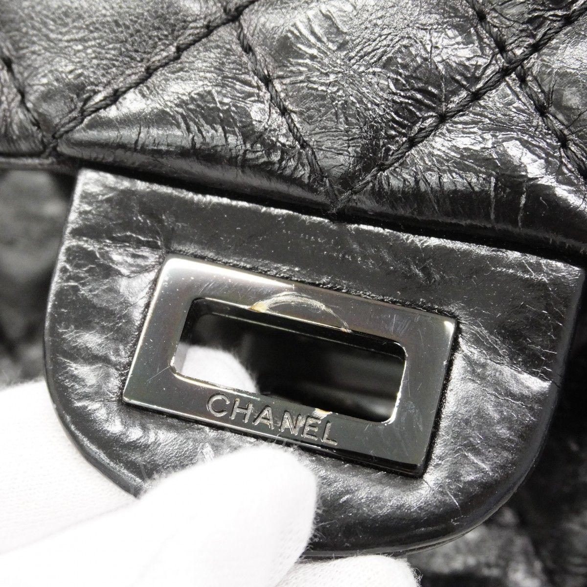 Chanel Shoulder Bag 2.55 Calfskin Black Silver — view 7
