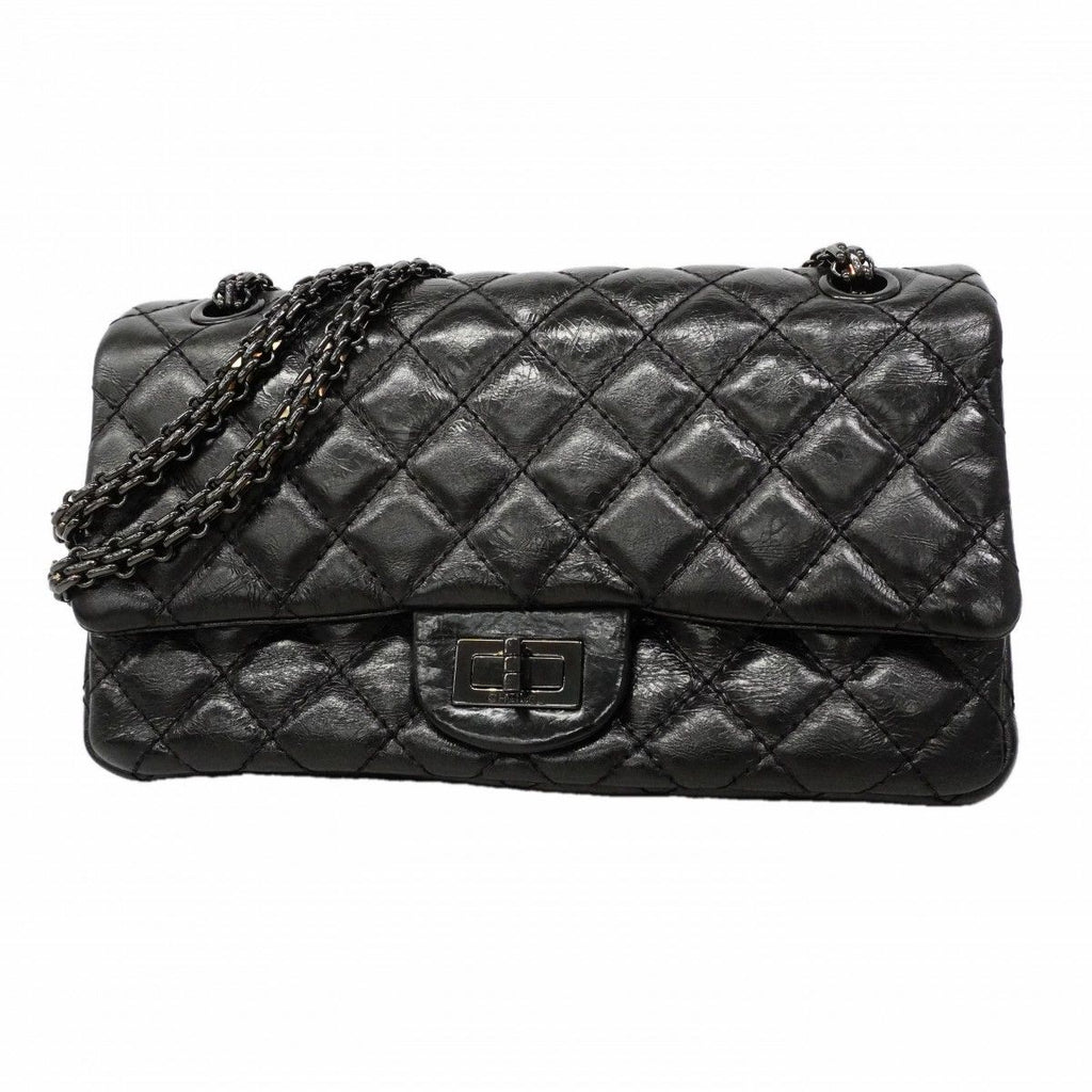 Chanel Shoulder Bag 2.55 Calfskin Black Silver
