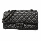 Chanel Shoulder Bag 2.55 Calfskin Black Silver