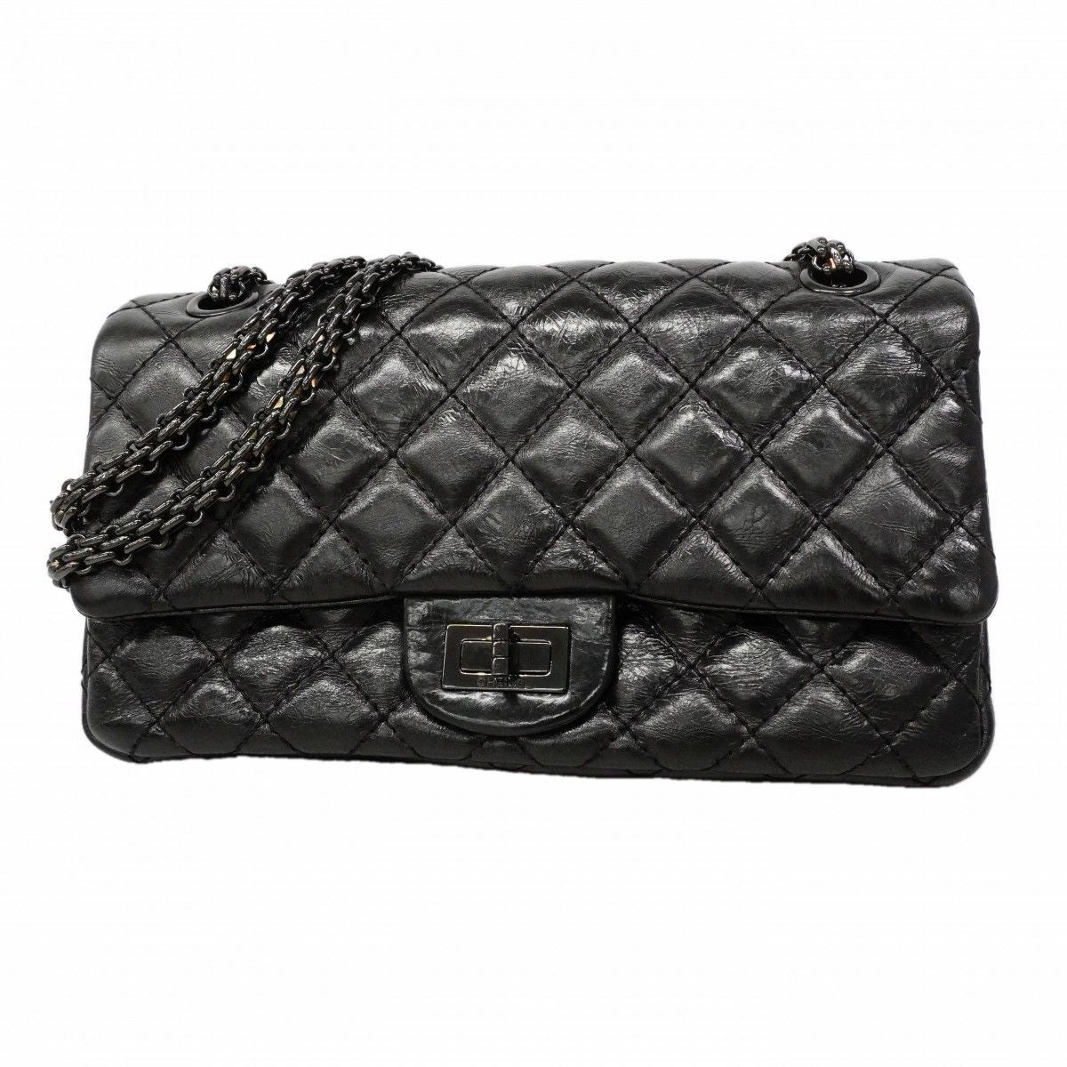 Chanel Shoulder Bag 2.55 Calfskin Black Silver