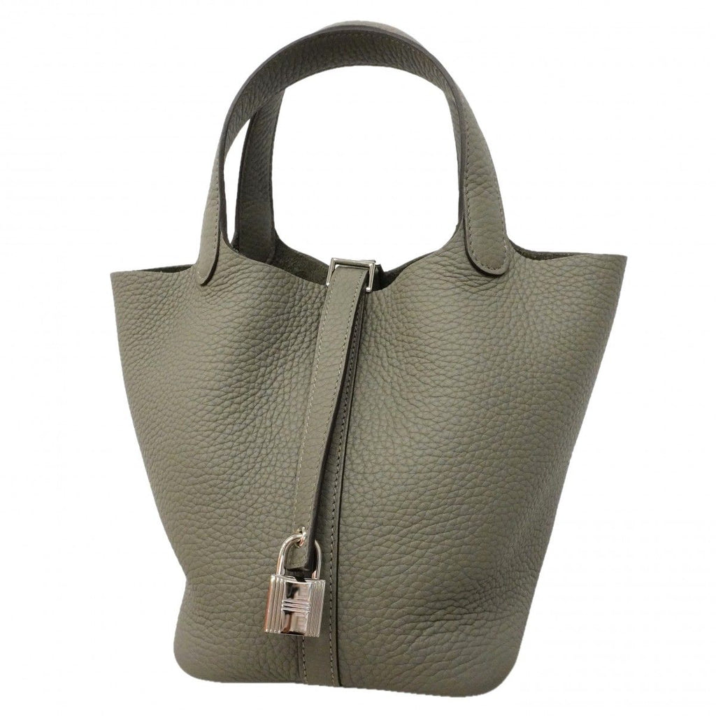 Hermes Handbag Picotin Lock PM Taurillon Clemence Grime Silver