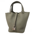 Hermes Handbag Picotin Lock PM Taurillon Clemence Grime Silver