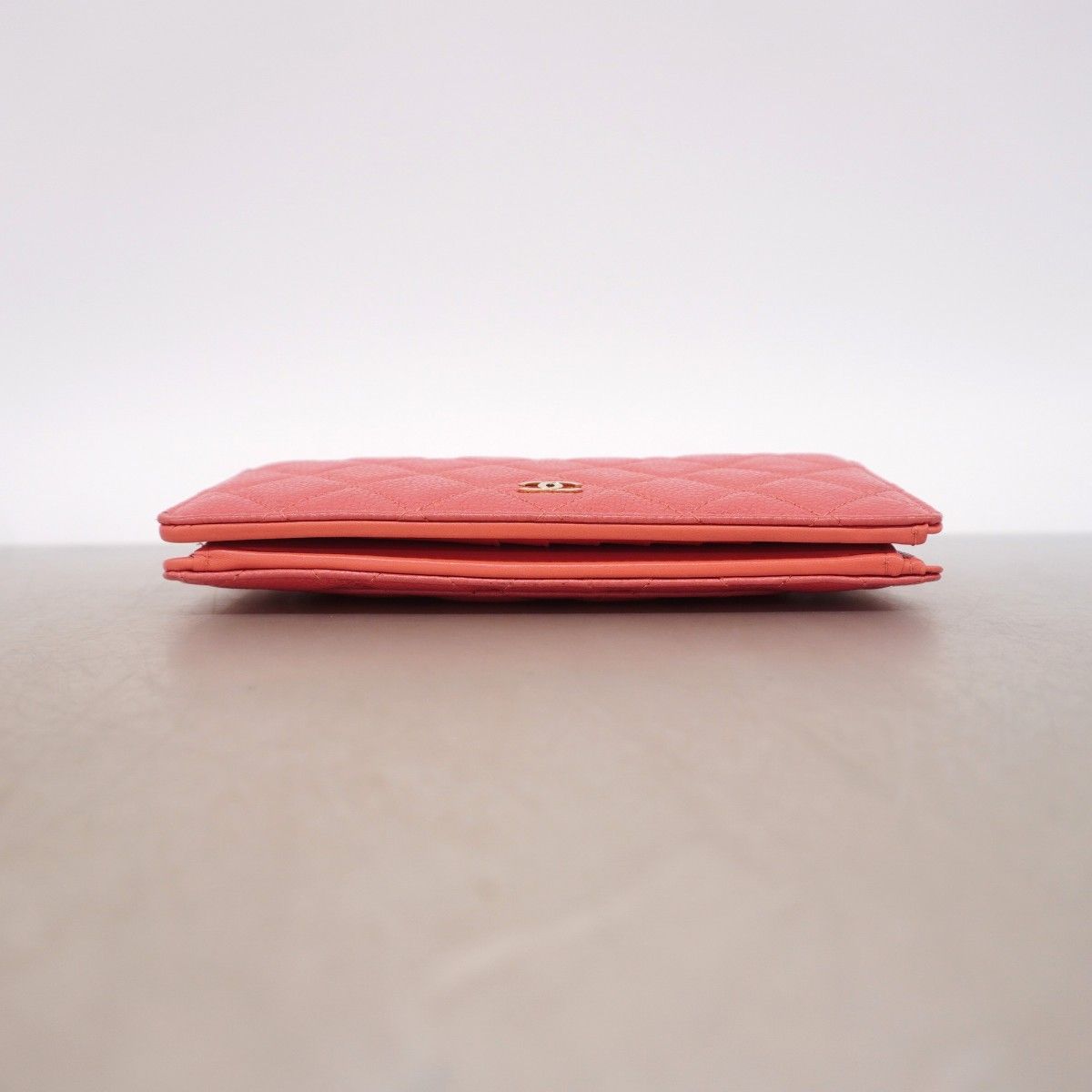 Chanel Wallet Quilted Caviar Leather Pink Gold — view 2