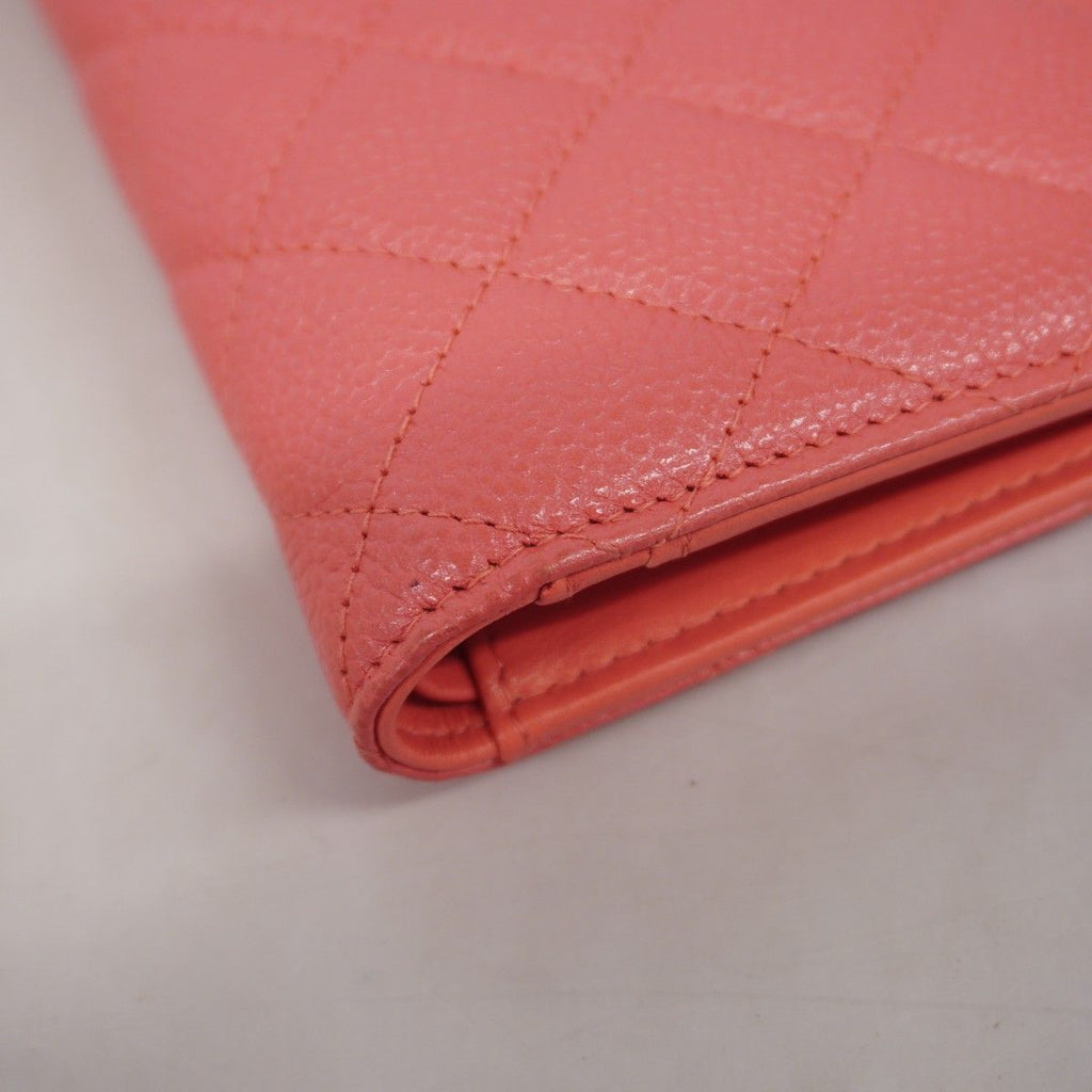 Chanel Wallet Quilted Caviar Leather Pink Gold — view 5