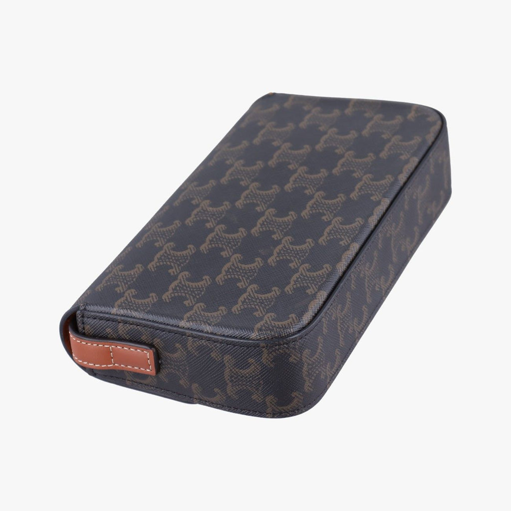 Celine Claude Triomphe Brown Canvas Shoulder — view 7