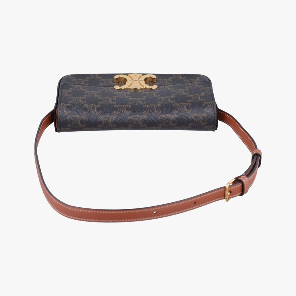 Celine Claude Triomphe Brown Canvas Shoulder — view 8