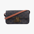 Celine Claude Triomphe Brown Canvas Shoulder