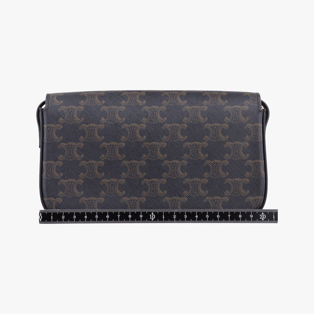 Celine Claude Triomphe Brown Canvas Shoulder — view 2