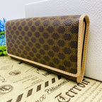 Celine Macadam Pattern Bifold Wallet Vintage Brown