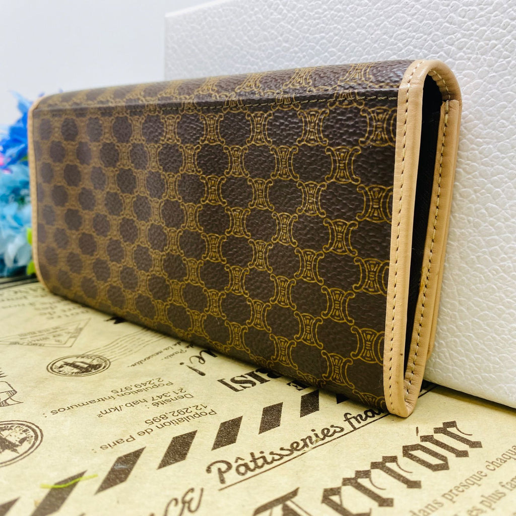Celine Macadam Pattern Bifold Wallet Vintage Brown — view 2