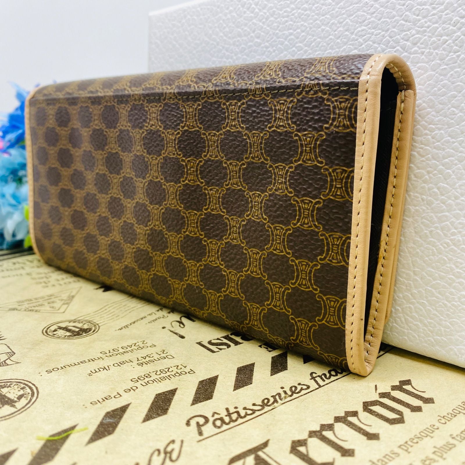 Celine Macadam Pattern Bifold Wallet Vintage Brown — view 2