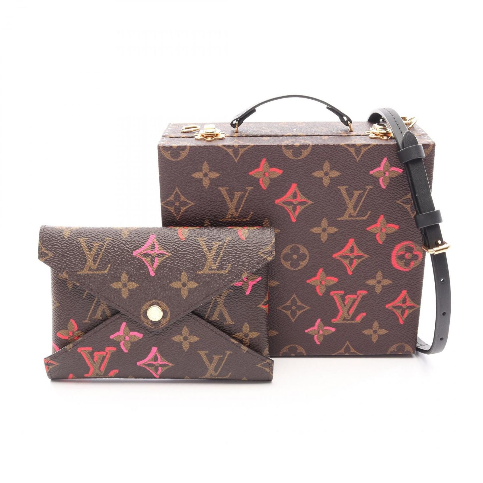 Louis Vuitton Handbag Mobile Box Monogram Foreign Love 2-Way Canvas Leather